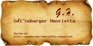 Günsberger Henrietta névjegykártya
